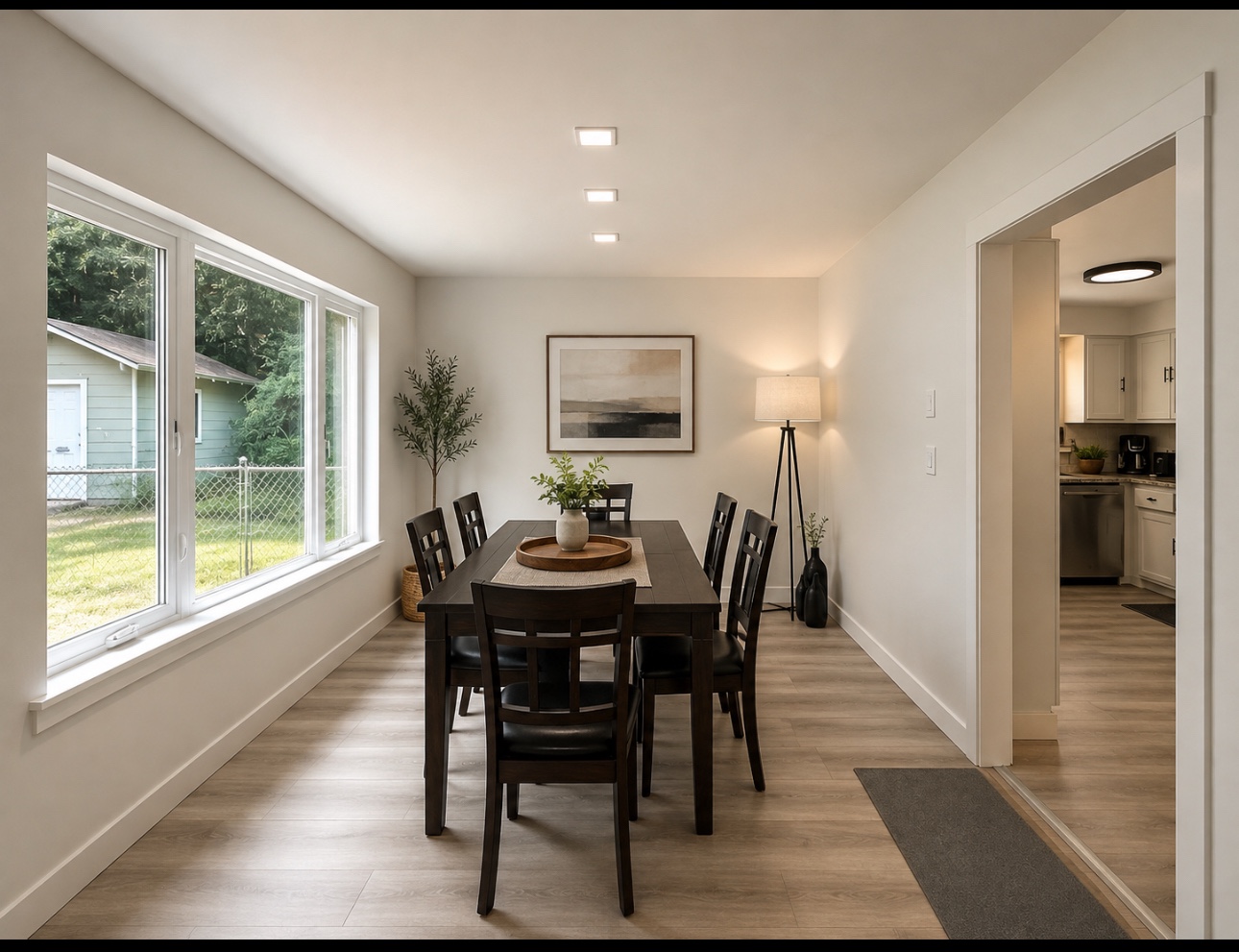 Bright dining room and dining table at Alora Care AFH in Bremerton, Washington